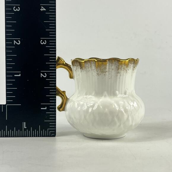 Hammersley Bone China Teacup & Saucer Set White Embossed Heavy Gold Trim England - Picture 10 of 13